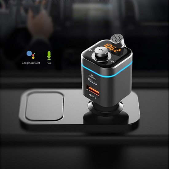 Tech-Protect C72 Pro QC 3.0 PD Bluetooth 5.0 FM Transmitter για Αναπαραγωγή Μουσικής / Κλήσεις / Φόρτιση Κινητών στο Αυτοκίνητο - Black