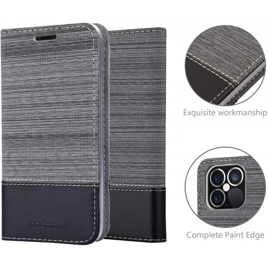 Cadorabo iPhone 12 Pro Max Θήκη Βιβλίο Stand - Grey - Black