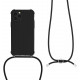 KW iPhone 12 / iPhone 12 Pro Θήκη Σιλικόνης TPU με Λουράκι - Black - 53840.01