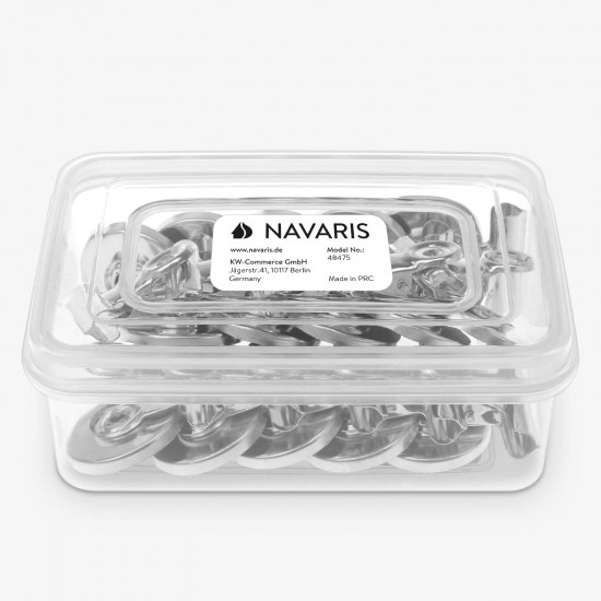 Navaris Μαγνητάκια για το Ψυγείο και για Πίνακα με Κλιπ - Σετ 15 τεμαχίων - Silver - 48475.35.15