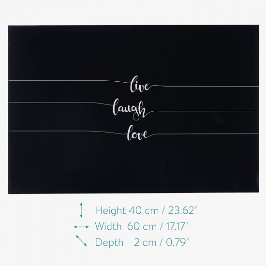 Navaris Μαγνητικός Πίνακας Ανακοινώσεων - 40 x 60 cm - Live / Laugh / Love - Black / White - 45365.13