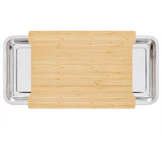 Navaris XL Bamboo Chopping Board with Crumb Tray Σανίδα Κοπής από Μπαμπού με 2 Δοχεία - Light Brown / Silver - 47368.03