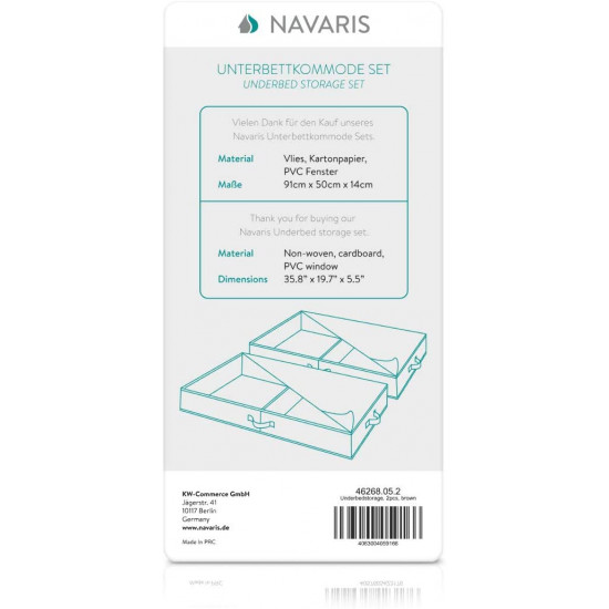 Navaris Σετ με 2 Κουτιά Αποθήκευσης Ρούχων και Κλινοσκεπασμάτων - Brown - 46268.05.2