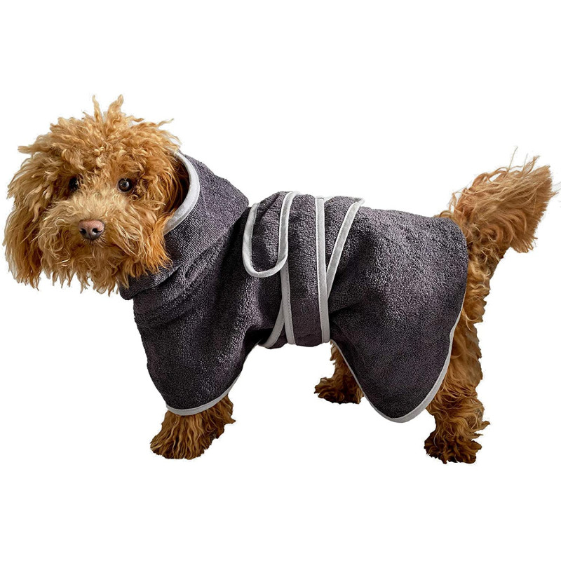 HOMELEVEL Μπουρνούζι Σκύλου - Extra Small - Anthracite / Gray - 54844.73.32