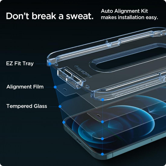 Spigen iPhone 12 Pro Max Glas.TR EZ Fit 0.2mm 2.5D 9H Tempered Glass Αντιχαρακτικό Γυαλί Οθόνης - 2 Τεμάχια - Clear - AGL01791
