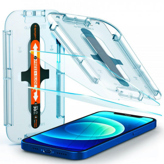 Spigen iPhone 12 / iPhone 12 Pro Glas.TR EZ Fit 0.2mm 2.5D 9H Tempered Glass Αντιχαρακτικό Γυαλί Οθόνης - 2 Τεμάχια - Clear - AGL01801