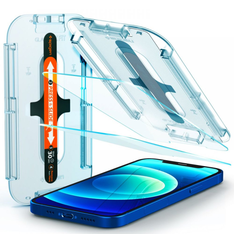 Spigen iPhone 12 / iPhone 12 Pro Glas.TR EZ Fit 0.2mm 2.5D 9H Tempered Glass Αντιχαρακτικό Γυαλί Οθόνης - 2 Τεμάχια - Clear - AGL01801