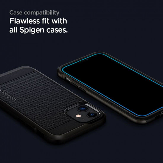 Spigen iPhone 12 / iPhone 12 Pro FC AlignMaster 2.5D Full Screen Case Friendly Tempered Glass Αντιχαρακτικό Γυαλί Οθόνης 9H - 2 Τεμάχια - Black