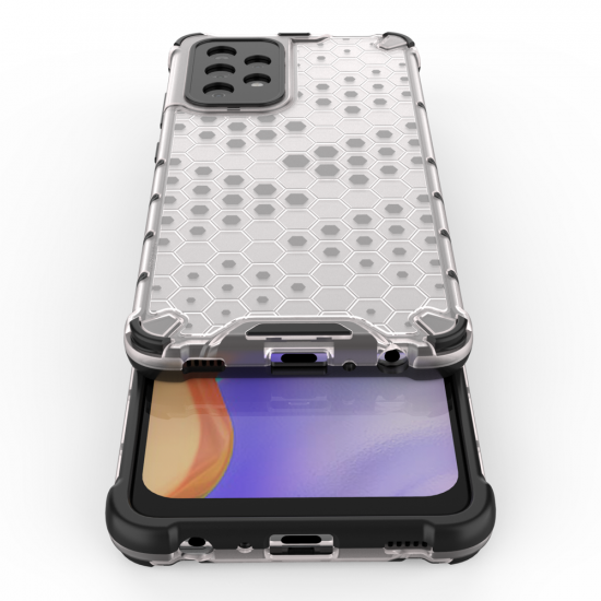 OEM Samsung Galaxy A52 / A52 5G / A52s 5G Honeycomb Σκληρή Θήκη με Πλαίσιο Σιλικόνης - Διάφανη