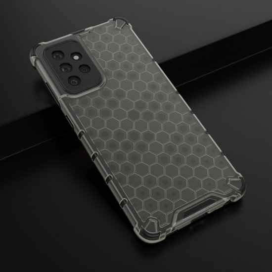 OEM Samsung Galaxy A72 / A72 5G Honeycomb Σκληρή Θήκη με Πλαίσιο Σιλικόνης - Black