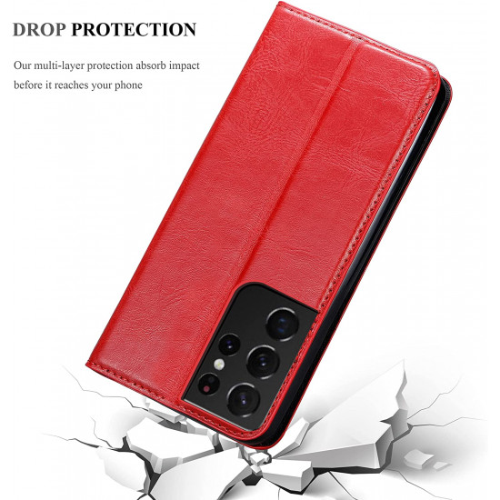 Cadorabo Samsung Galaxy S21 Ultra Θήκη Βιβλίο Stand - Apple Red