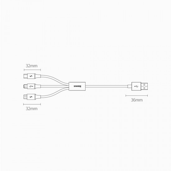 Baseus Superior Series 3in1 Καλώδιο Φόρτισης 3.5A 1.5m - Micro USB / Lightning / Type-C - White - CAMLTYS-02
