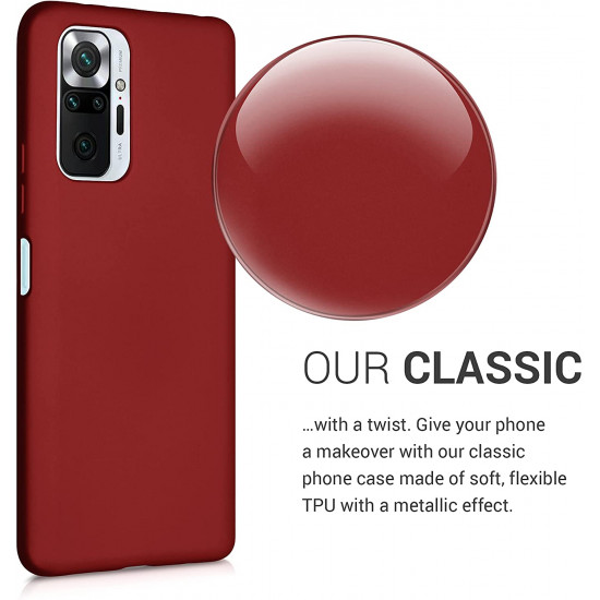 KW Xiaomi Redmi Note 10 Pro Θήκη Σιλικόνης TPU - Metallic Dark Red - 54552.36