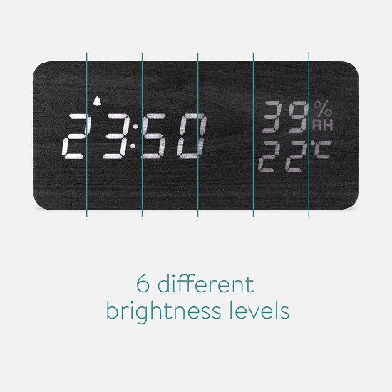 Navaris Ψηφιακό Επιτραπέζιο Ρολόι και Ξυπνητήρι - Black - White LED - 54042.01.02