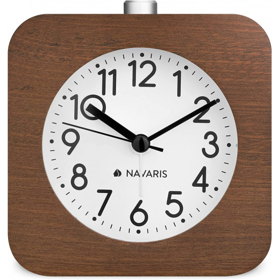 Navaris Αναλογικό Επιτραπέζιο Ρολόι και Ξυπνητήρι - Design Retro Square - Dark Brown - 54264.18.02