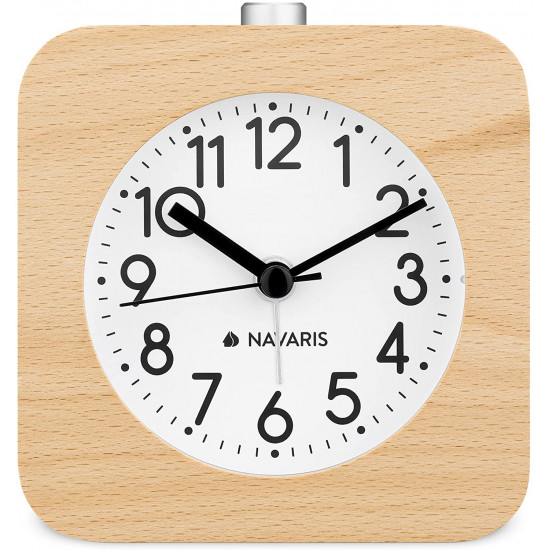 Navaris Αναλογικό Επιτραπέζιο Ρολόι και Ξυπνητήρι - Design Retro Square - Light Brown - 54264.24.02