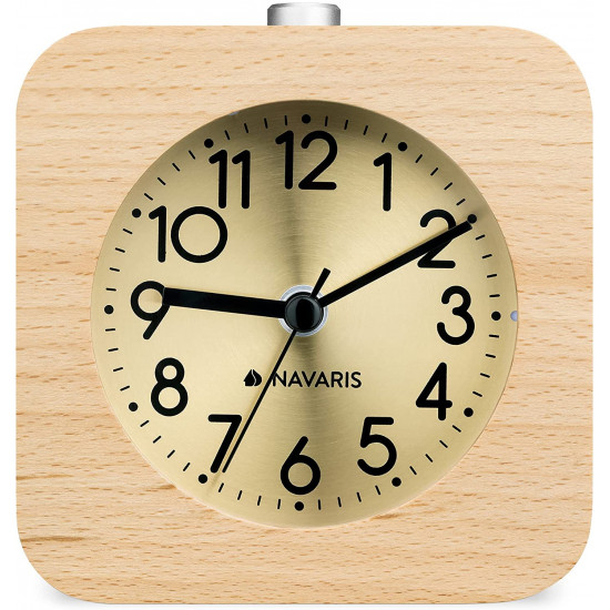 Navaris Αναλογικό Επιτραπέζιο Ρολόι και Ξυπνητήρι - Design Retro Square - Light Brown / Gold - 54264.24.21