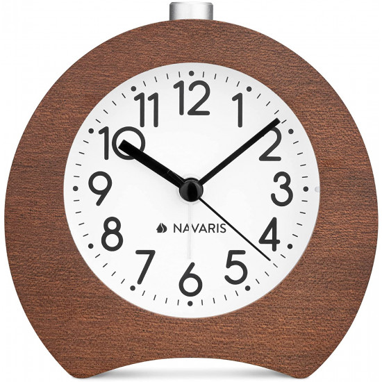 Navaris Αναλογικό Επιτραπέζιο Ρολόι και Ξυπνητήρι - Design Retro Horseshoe - Dark Brown - 54298.18.02