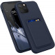 KW iPhone 12 Pro Max Θήκη Σιλικόνης TPU με Υποδοχή για Κάρτα - Dark Blue - 55113.17