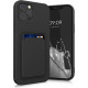 KW iPhone 12 Pro Max Θήκη Σιλικόνης TPU με Υποδοχή για Κάρτα - Black - 55113.01