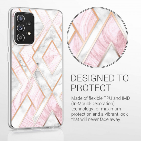 KW Samsung Galaxy A52 / A52 5G / A52s 5G Θήκη Σιλικόνης TPU Design Glory Mix Marble - Rose Gold / White / Dusty Pink - 54357.03