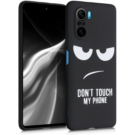 KW Xiaomi Poco F3 / Mi 11i Θήκη Σιλικόνης TPU Design Don't Touch My Phone - Black / White - 54659.01