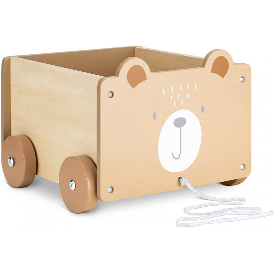 Navaris Toy Box Storage for Toys with Wheels - Παιδικό Κουτί Αποθήκευσης Παιχνιδιών με Ρόδες - Brown - 51163.03