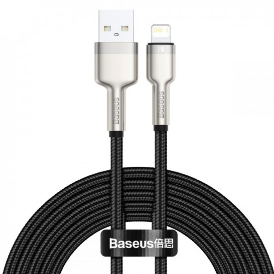 Baseus Cafule Metal Cable Lightning 2.4A - Καλώδιο Δεδομένων και Φόρτισης Lightning 2M - Black / Gold - CALJK-B01