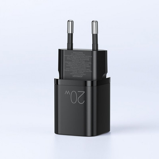 Joyroom L-QP207 Οικιακός Φορτιστής Γρήγορης Φόρτισης USB και Type-C QC 3.0 PD 20W - Black