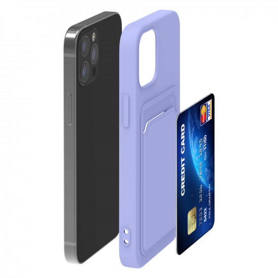 KW iPhone 12 / iPhone 12 Pro Θήκη Σιλικόνης TPU με Υποδοχή για Κάρτα - Lavender - 55112.108