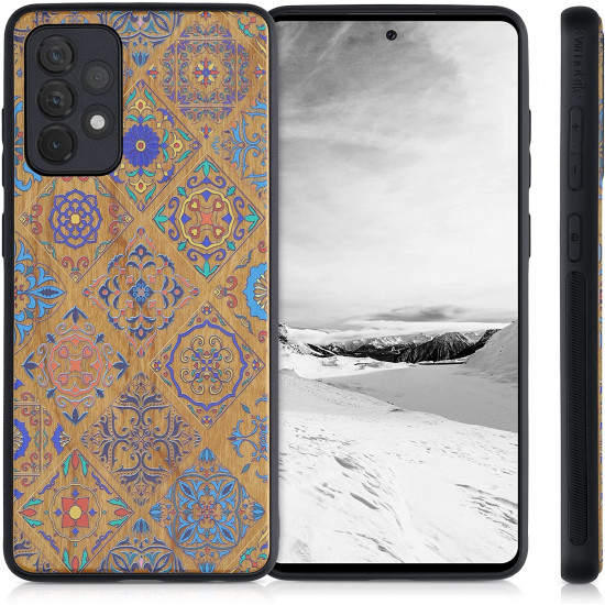 KW Samsung Galaxy A72 / A72 5G Θήκη από Φυσικό Ξύλο - Design Moroccan Tiles - Multicoloured / Brown - 54366.03