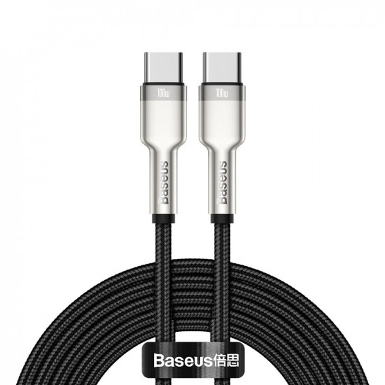 Baseus Cafule Series Metal Cable Type-C 5A PD 100W - Καλώδιο Γρήγορης Φόρτισης Type-C to Type-C 2M - Black - CATJK-D01