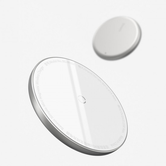 Baseus Simple Mini Magnetic Ασύρματος Φορτιστής MagSafe με Καλώδιο Type-C 15W - White - WXJK-F02