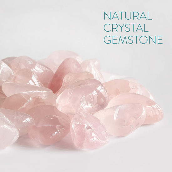 Navaris Γυάλινο Μπουκάλι Νερού με Πέτρες Ροζ Χαλαζία και Θήκη - BPA FREE - 420ml - Rose Quartz Stones - 53150.01