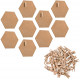 Navaris Cork Pin Board Hexagonal - Σετ με 10 Πίνακες Ανακοινώσεων από Φελλό και 50 Πινέζες - Cork - 53218.10