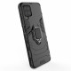 OEM Samsung Galaxy A12 Rugged Armor Σκληρή Θήκη Υψηλής Προστασίας με Πλαίσιο Σιλικόνης και Δαχτυλίδι Συγκράτησης - Black