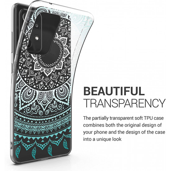 KW Samsung Galaxy A52 / A52 5G / A52s 5G Θήκη Σιλικόνης TPU Design Indian Sun - Mint Green / White - Διάφανη - 54348.07