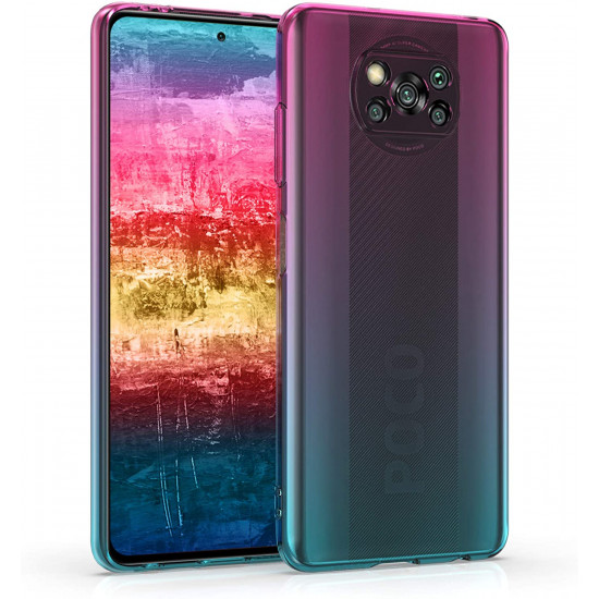 KW Xiaomi Poco X3 NFC / X3 Pro Θήκη Σιλικόνης TPU Design Two Colors - Pink / Blue / Διάφανη - 53485.01