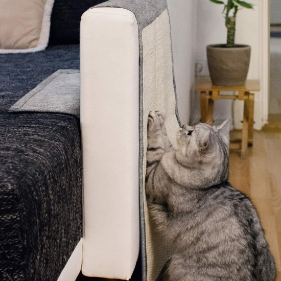 Navaris Cat Scratch Mat Sofa Shield - Προστατευτικό Καναπέ από Γρατζουνιές Γάτας - 130 x 45 cm - Light Grey - White - 45105.25.02