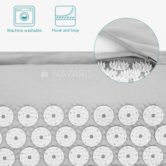 Navaris 2-in-1 Acupressure Mat and Pillow Set Σετ 2 σε 1 Χαλάκι και Μαξιλάρι Μασάζ - Grey / White - 43899.70
