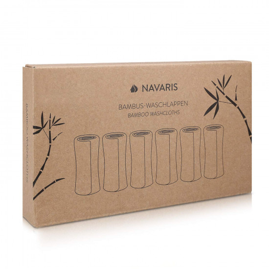Navaris Bamboo Wash Cloths Pack of 6 Σετ με 6 Πετσέτες από Bamboo - 25 x 25 cm - White / Pink / Black - 48734.33.06