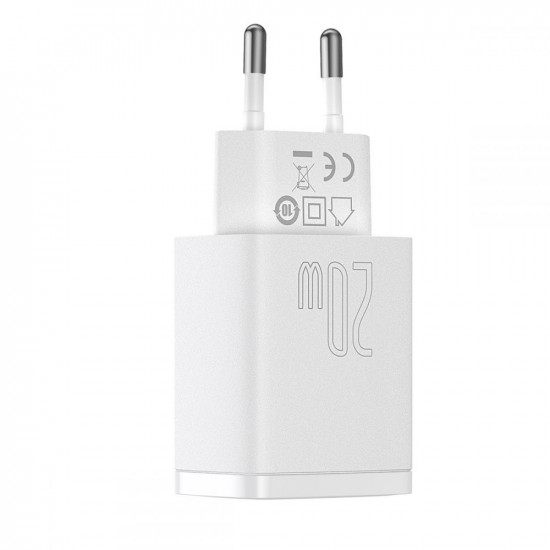 Baseus Οικιακός Φορτιστής Γρήγορης Φόρτισης USB και Type-C QC 3.0 PD 20W - White - CCXJ-B02