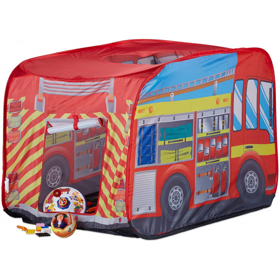 Relaxdays Παιδική Σκηνή - Πυροσβεστικό Όχημα - Red - 4052025224592