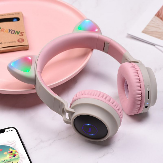Hoco W27 Cat Ear Wireless Headphones Ασύρματα Bluetooth 5.0 Ακουστικά - Grey