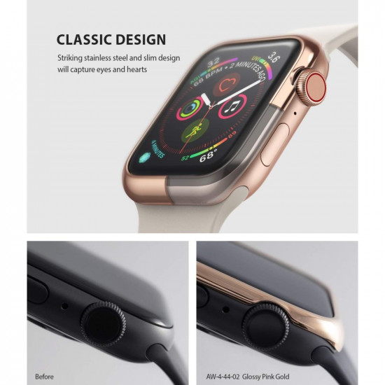 Ringke Θήκη Apple Watch 4 / 5 / 6 / SE 40mm Bezel Styling - Glossy Pink Gold