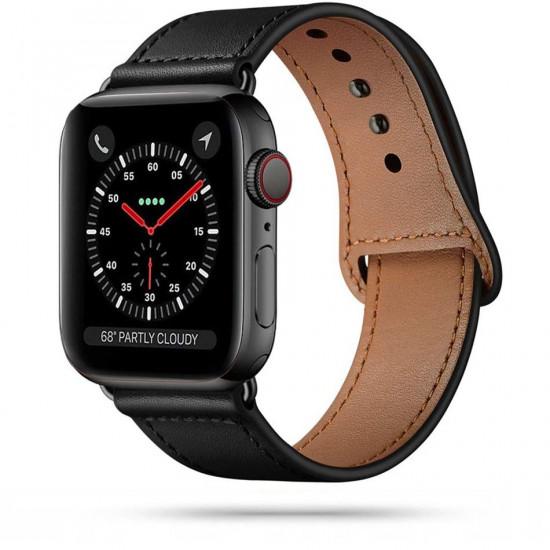 Tech-Protect Λουράκι Apple Watch 2 / 3 / 4 / 5 / 6 / 7 / 8 / 9 / SE / ULTRA / ULTRA 2 - 42 / 44 / 45 / 49 mm LeatherFit Δερμάτινο - Black