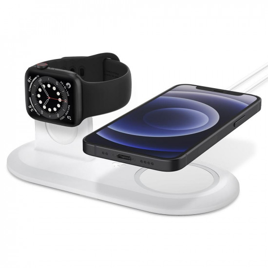 Spigen MagFit Duo Βάση Στήριξης για Φορτιστή MagSafe και Φορτιστή Apple Watch - White