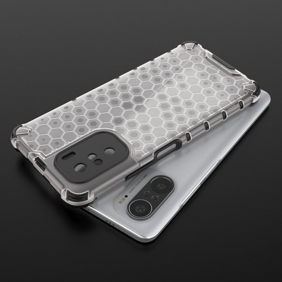 OEM Xiaomi Poco F3 / Mi 11i Honeycomb Σκληρή Θήκη με Πλαίσιο Σιλικόνης - Διάφανη