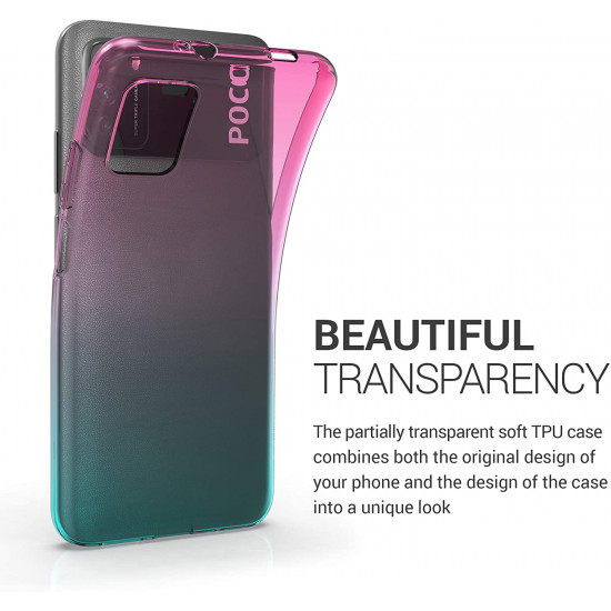 KW Xiaomi Poco M3 Θήκη Σιλικόνης TPU Design Two Colors - Pink / Blue / Διάφανη - 53975.01