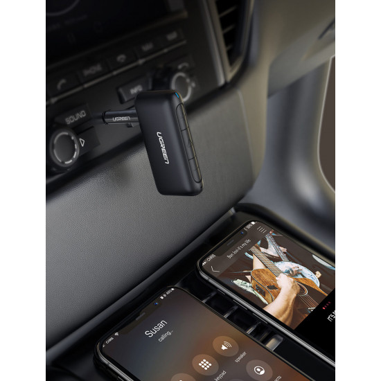 Ugreen CM276 Audio Transmitter AUX Bluetooth 5.0 Car Receiver για Αναπαραγωγή Μουσικής / Κλήσεις στο Αυτοκίνητο - Black